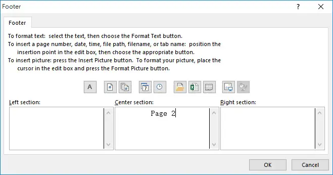 Excel add page number in footer 04