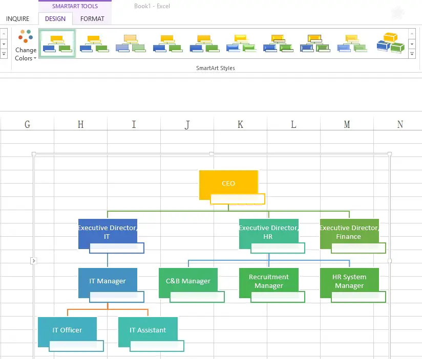 Excel create organization chart 08