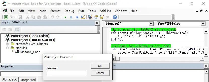 Protect VBA code with password 05