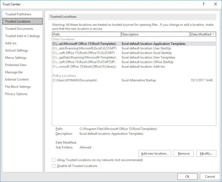 Excel security warning macros have been disabled